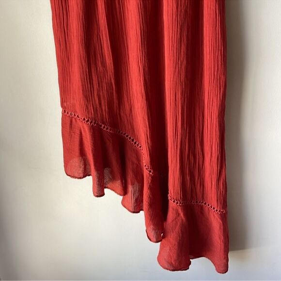 Anthropologie Red Carter Gauzy Burgundy Red High Low Midi Dress - Picture 6 of 10